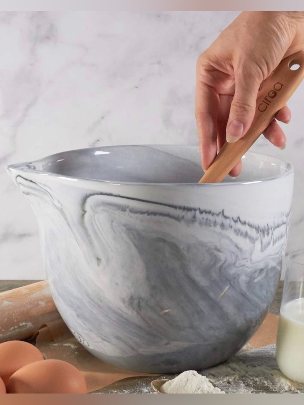Ciroa Large Porcelain Marble Swirl
Mixing Bowl Set 2